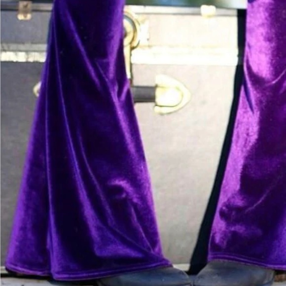 New S Small Home Cooked Karma Velvet Flare Pants High Rise 70’s Purple Woodstock - Picture 3 of 7